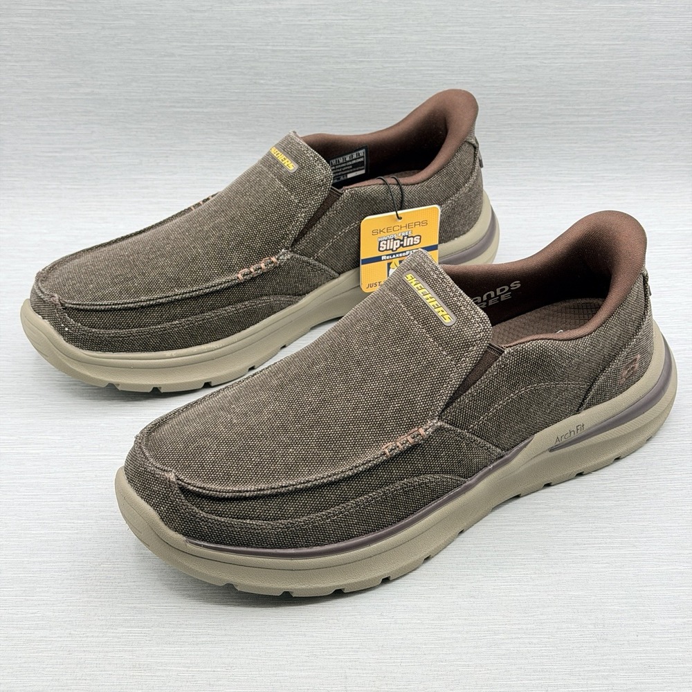 Skechers Slip Ins Men's 11 Wide Loafers Brown Relaxed Fit Superior 204590